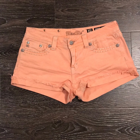 peach denim shorts